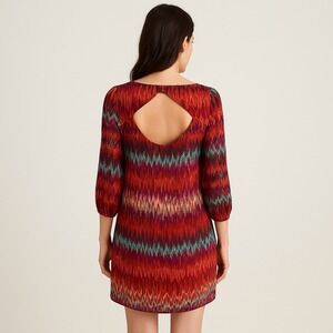 Lily Rose‎ Multicolor Ikat Shift Dress Mini MEDIUM Bold Festival Boho
